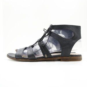 Vince Camuto Tany Black Leather Flat Gladiator Sandals - 9.5